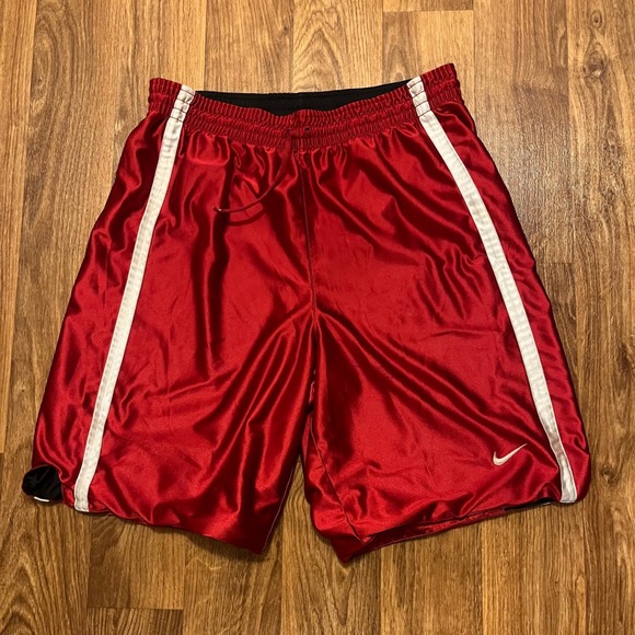 Y2K Nike Shiny Dazzle Shorts Adult Large Red Black Reversible Athletic Gym Baggy - Picture 1 of 6
